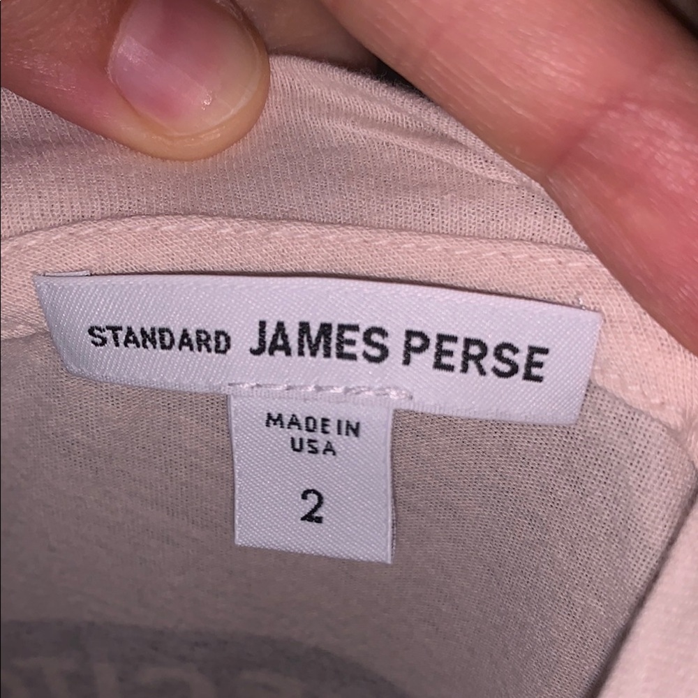 James Perse Cream Long Sleeve Tee with Black Graphic - Picture 4 of 4